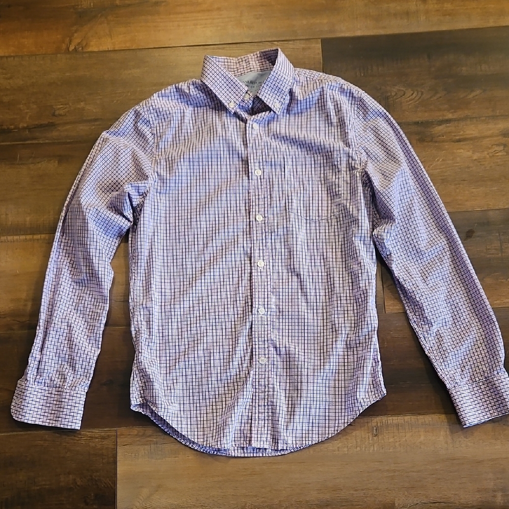 Men's Pink And Blue Checkered Shirt